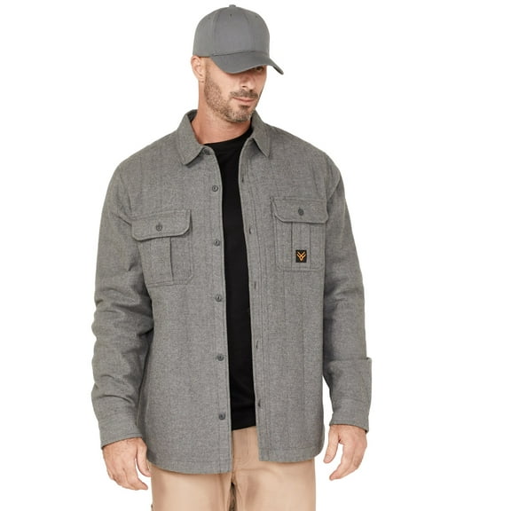 Hawx Men's Channel Quilted Flannel Button-Down Shirt Jacket - HXFA22W67-GRY XX-  US