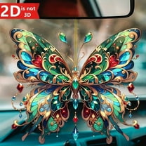 Butterfly Hanging Ornament, 2D Flat Design With Jewel - Like Accents And Intricate Patterns For Home Decor, Living Room, Bedroom, Office, Party Decoration