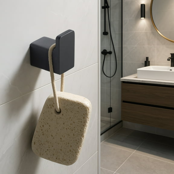 Blossom 600 Series Robe Hook, Matte Black, Solid Brass, Wall-Mounted, Pack of 2