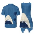 thumbnail image 7 of Psesaysky Shark Blue Palm Mini Dress for Women Sleeveless Flowy Sundress with Pockets or Mens Shirts Buttons Aloha Top Hawaiian Couples Luau Outfit Plus Size His and Her Clothes, 7 of 7