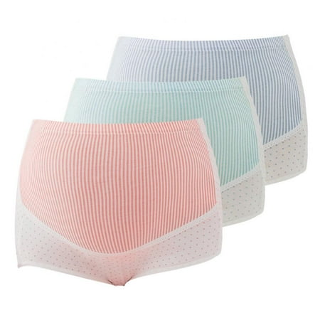 

3-Pack Striped High Waist Maternity Panties Over Bump Pregnancy Briefs Adjustable Waistband Belly Support Maternity Underpants