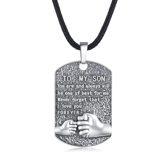 AOVEAO Mens Pendant Necklace 925 Sterling Silver Father's Love to Son Pendant Necklaces Birthday Xmas Gift Jewelry for Man Dad