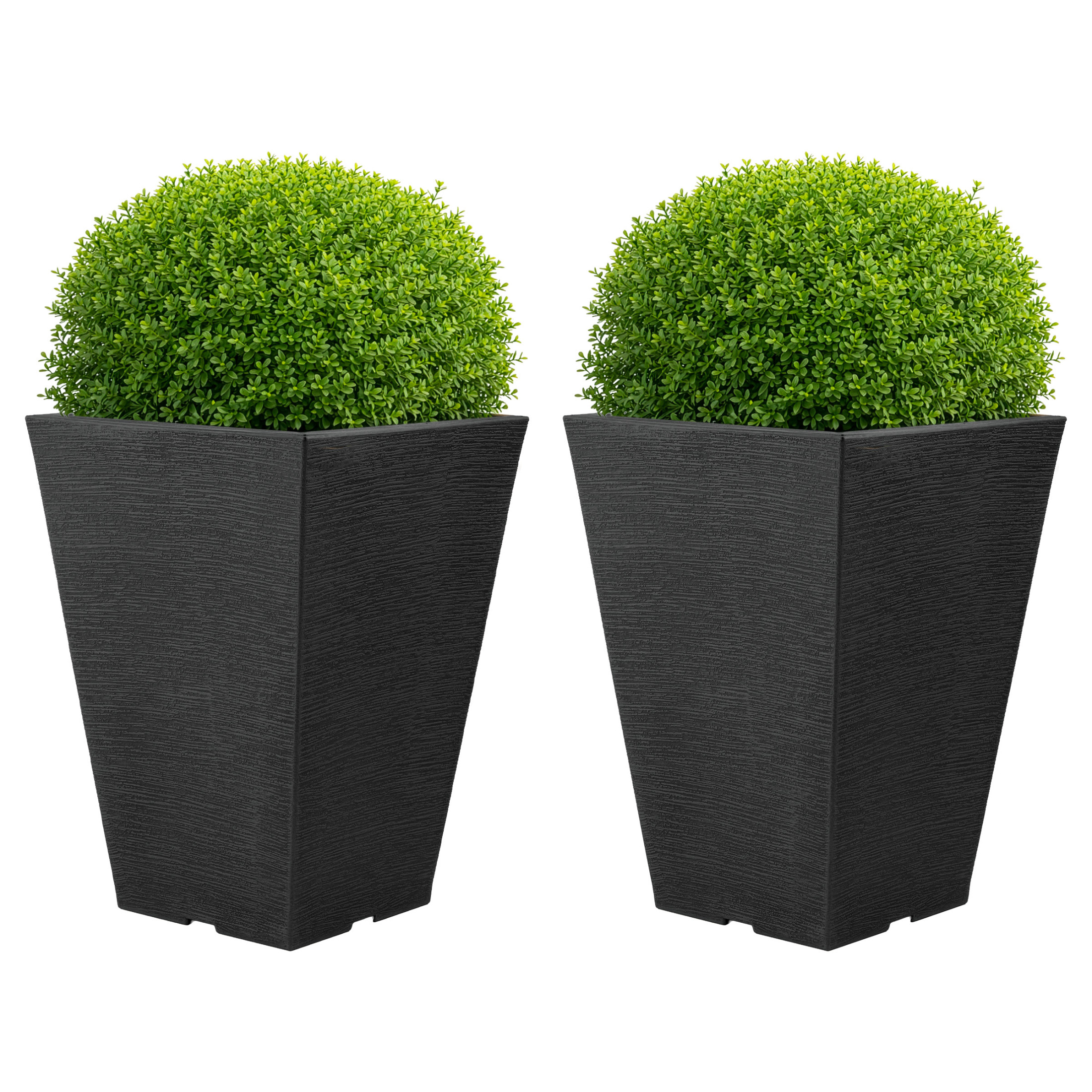 Pure Garden Large Outdoor Planters 2-Pack - 13.75” Tall Planters for Outdoor Plants or Indoors, Gray