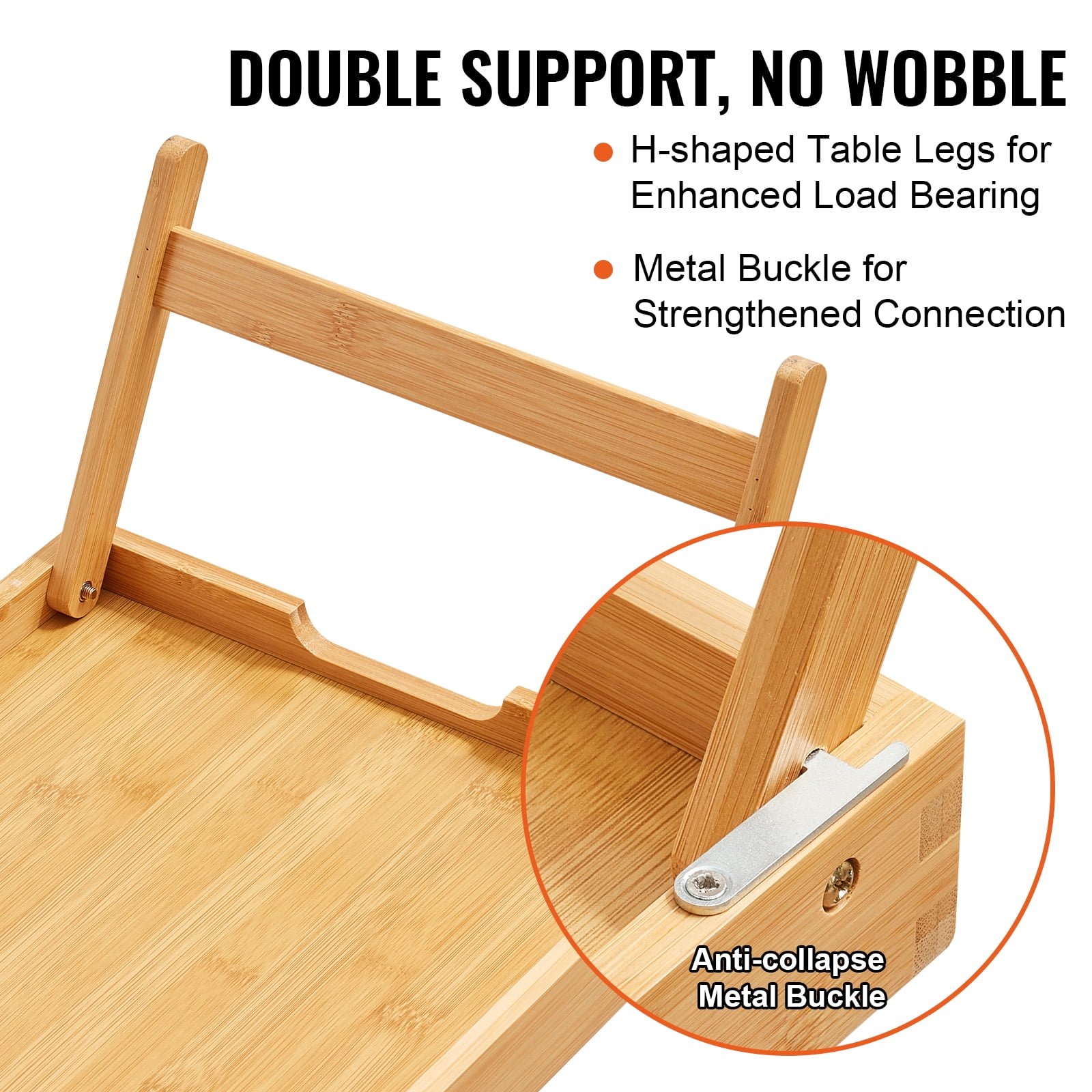 BENTISM Bamboo Bed Tray Breakfast Serving Table Laptop Desk with Foldable Legs