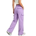 thumbnail image 4 of Girls Fleece Lined Sweatpants Wide Leg Cargo Sweatpants Elastic Waist Multi Pocket Casual Trousers, 4 of 8
