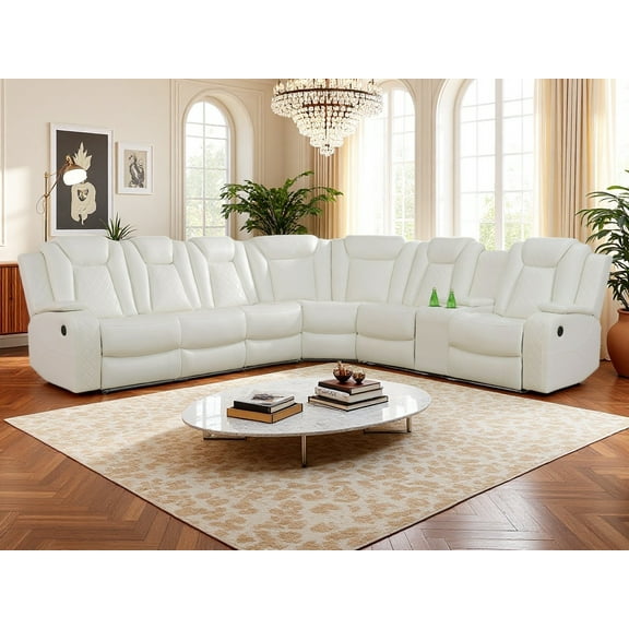 Golden Furniture White 3PCS Power Recliner Sofa Set, Corner Living Room Sofa Set, Corner Recliner Sofa Set