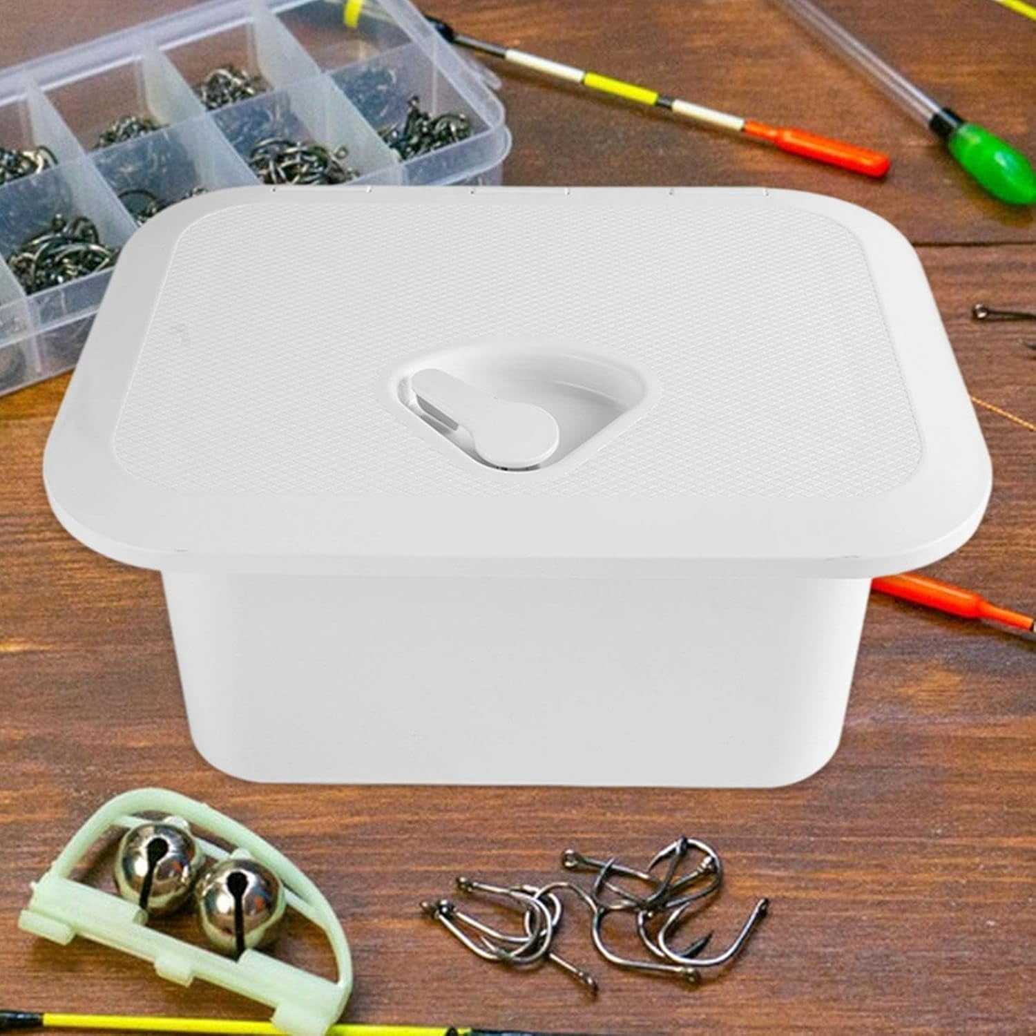 Marine Deck Storage Box with Lock, Waterproof Fishing Tackle Box for Boat, Yacht, Kayak, 270° Rotating Lid, Impact-Resistant ABS, Flush Mount for Tools, Gear, Accessories