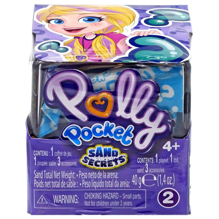 Mattel Polly Pocket Series 2 Sand Secrets Mystery Box Doll Playset, 7 Pieces