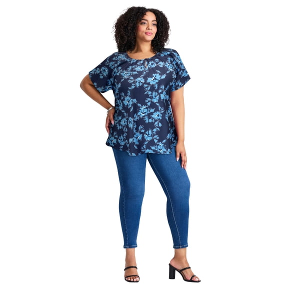 Avenue Women's Plus Size Keyhole Dolman Sleeve Blouse