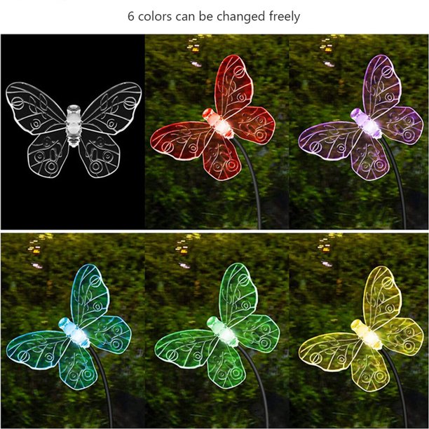 Luz De Tierra Lámpara de exterior duradera con luz solar de mariposa para el jardín de su casa (A)