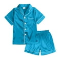 thumbnail image 2 of Hienoo Big Girls Satin Silk Pajamas Solid Short Sleeves Sleepwear Homewear, Sizes 5-12, 2 of 8