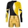 thumbnail image 5 of renvena Kids Girls Long Sleeve Gymnastic Leotard Ballet Dance Bodysuit Top  with Metallic Shorts Dancewear, 5 of 7
