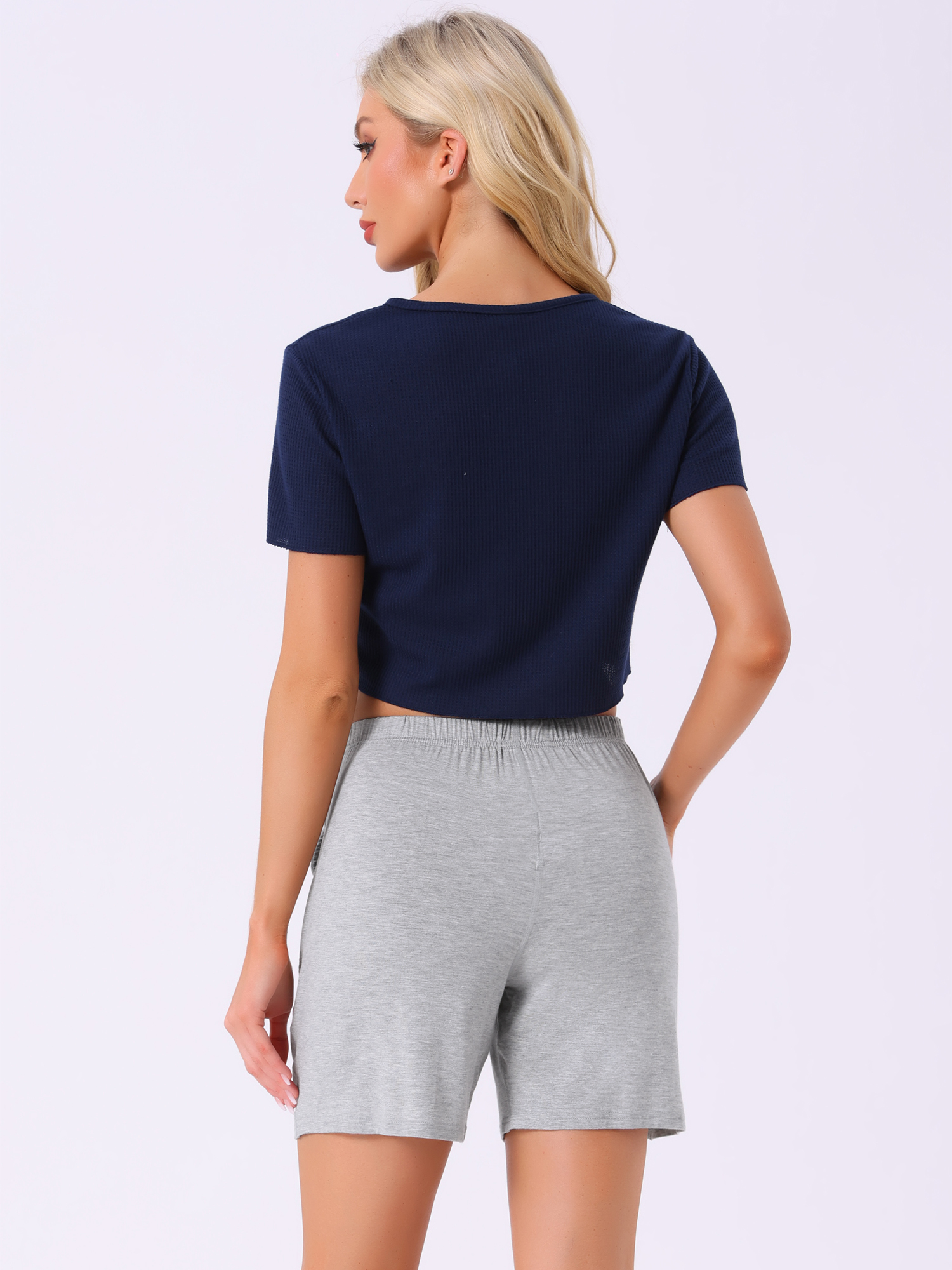 DARING DIVA Women's Modal Lounge Shorts Soft Comfy Bottoms with Pockets L Light Grey