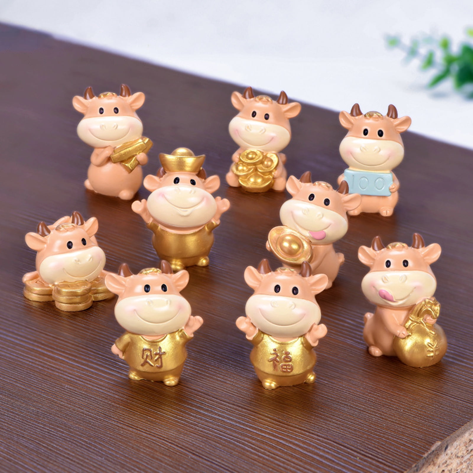 Cute Gold Ox Ornament Resin DIY Animal Figurines Car Desktop Decor Gift Utility Cute Gold Ox Ornament Resin DIY Animal Figurines Car Desktop Decor Gift Utility
