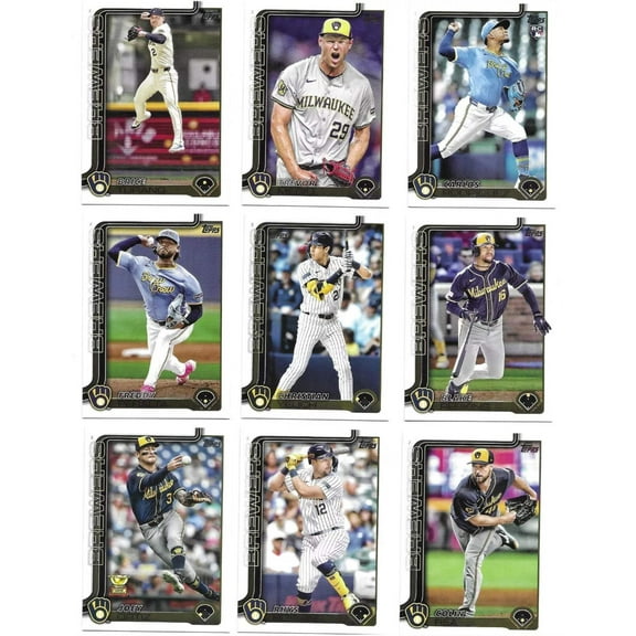 2025 Topps Series 1 Baseball Team Set 9 Cards Brewers Christian Yelich