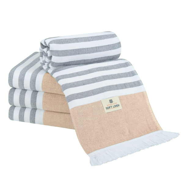 Toallas de Playa Americanas de Lino Suave Turcas Peshtemal 4 Pack