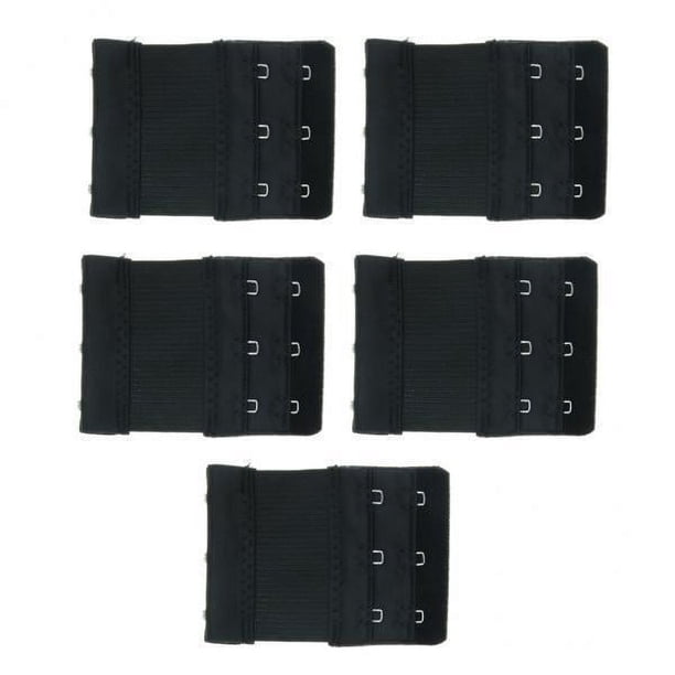 3x5x Extensor de sujetador flexible para mujer 2 filas Extensión de sujetador Correas de ropa interior Negro 3 piezas