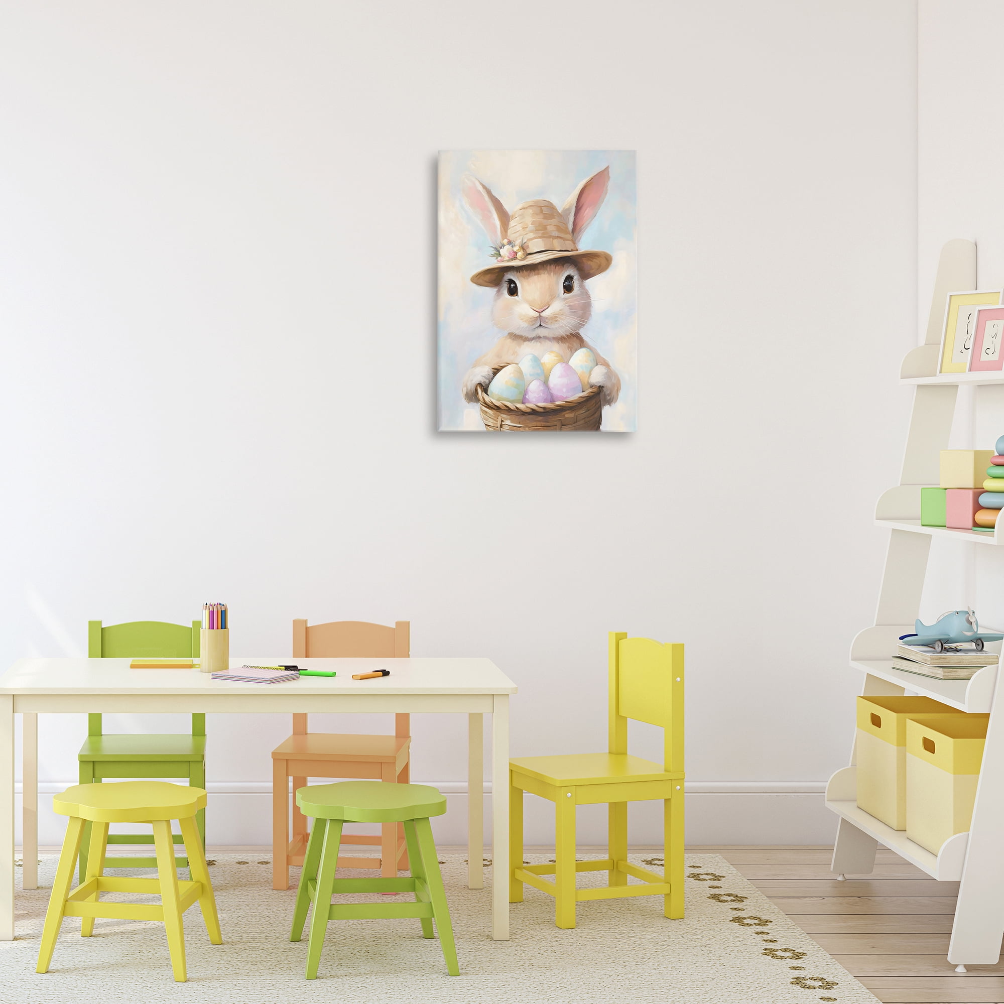 Stupell Industries Bunny with Easter Egg Basket Canvas Wall Art, design by The Prints Vibe