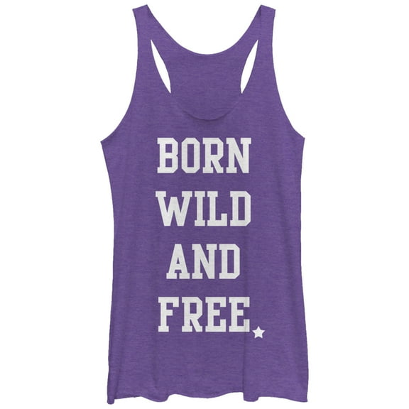 Women's Lost Gods Born Wild and Free Racerback Tank Top Purple Heather Small