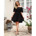 thumbnail image 4 of Off Shoulder Dress, Prom Dress Elastic Waist Summer Flowy Casual Tunic, 4 of 9