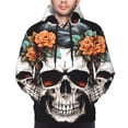 thumbnail image 2 of Bingfone Flower Horn Skull Men's Drawstring Hoodie Long Sleeve Pocket Sweatshirts-Large, 2 of 6