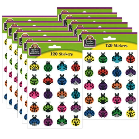 UPC: 0194629035472 | Teacher Created Resources Colorful Ladybugs Stickers 120 Per Pack 12 Packs