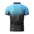 thumbnail image 5 of ZVNAΖH Men's Short Sleeve Polo Shirt, Casual Gradient Print 3 Button Collar Tops Summer Lightweight Breathable Shirts for Golf, Vacation & Everyday Use, 5 of 5