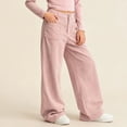 thumbnail image 5 of Girls Corduroy Pants Wide Leg Design with Pockets Vintage Baggy Pants High Waist Casual Pants for Girls Pink School Pants for Girls Kids Girls Outfits Size 9-10 Years, 5 of 8