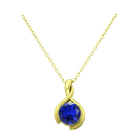 Gold Plated Over Sterling Silver Created Blue Sapphire Pendant