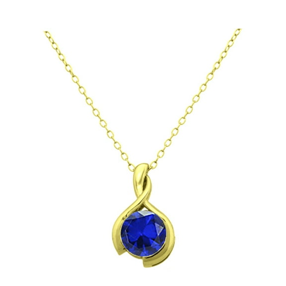 Gold Plated Over Sterling Silver Created Blue Sapphire Pendant