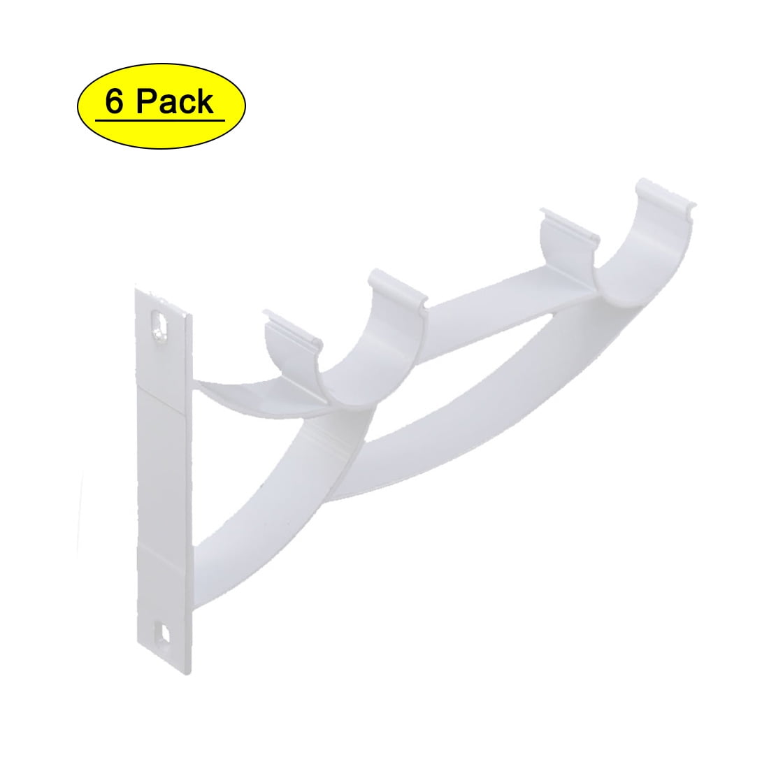 Uxcell Curtain Drapery Wall Install Double Pole Rod Bracket White 24mm ...