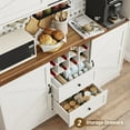 thumbnail image 6 of Chvans Farmhouse Coffee Bar Cabinet with Hutch, Wine Rack, Pegboard, 75" Tall Kitchen Storage Buffet Cabinet with Power Outlet & 4 Sliding Barn Doors for Kitchen Dining Room,White, 6 of 13