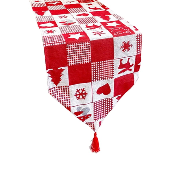 Christmas Table Runner 70.87 in x 12.99 in Red And Green Polyester Holiday Decoration For Kitchen Dining Table Restaurant Party