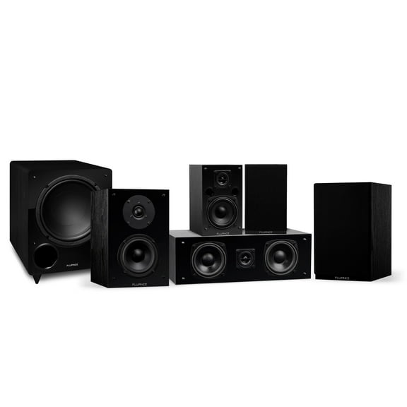 Fluance Elite High Definition Compact Surround Sound Home Theater 5.1 Channel Speaker System including 2-Way Bookshelf, Center Channel, Rear Surrounds and DB10 Subwoofer - Black Ash (SX51BC)