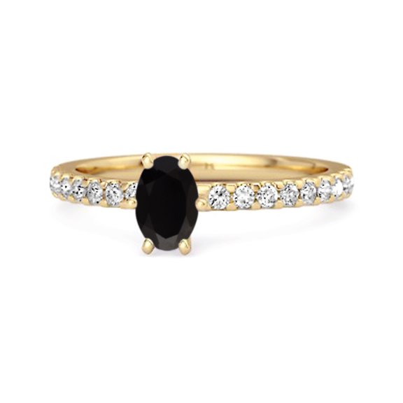 925 Sterling Silver Gold Vermeil 0.62 Ctw Black Spinel Solitaire Accent Dazzling Women Valentines Day Gifts Ring