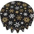 thumbnail image 6 of Black Winter Round Tablecloth 70 Inch White Gold Snowflake Christmas Holiday Theme Decorative Table Cloth Seasonal Rustic Farmhouse for Indoor Party Kitchen Dinner Picnic Decor, 6 of 7