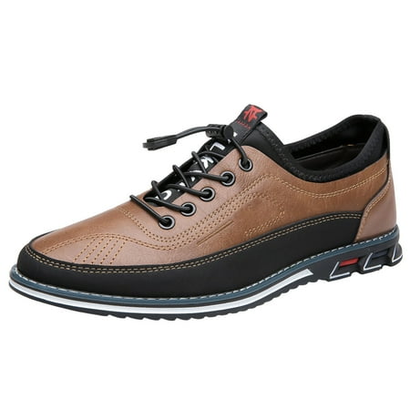 PLLFRLRT Mens Dress Shoes Lace Up Casual Leather Shoes Brown Oxfords Shoes for a Suit British Business Shoe Modern Formal Dress Shoes(Brown 12)