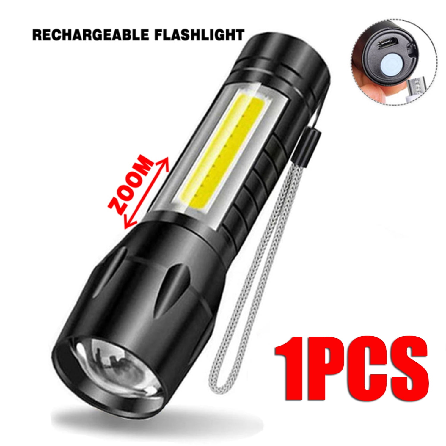 Lamp Torch T6 Portable COB Zoomable Light Flashlight Accessories with LED Sports 