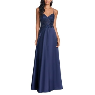 Blondie Nites Juniors Navy Cutout Open-Back Ball Gown Dress - Walmart.com