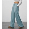 thumbnail image 4 of Women'S Wide Leg Ribbed Knit Pants Drawstring Waist Low Rise Casual Long Trousers L, 4 of 9