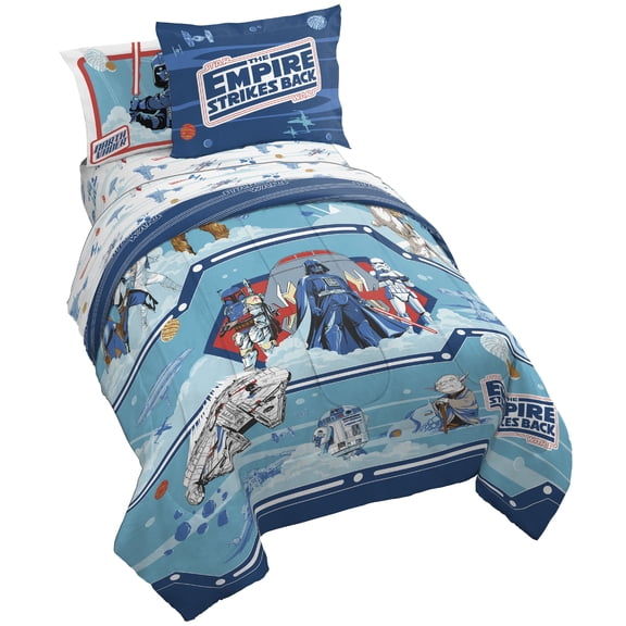 Star Wars Empire 40th Anniversary Kids Twin Bed in a Bag, 100% Microfiber, Blue/White