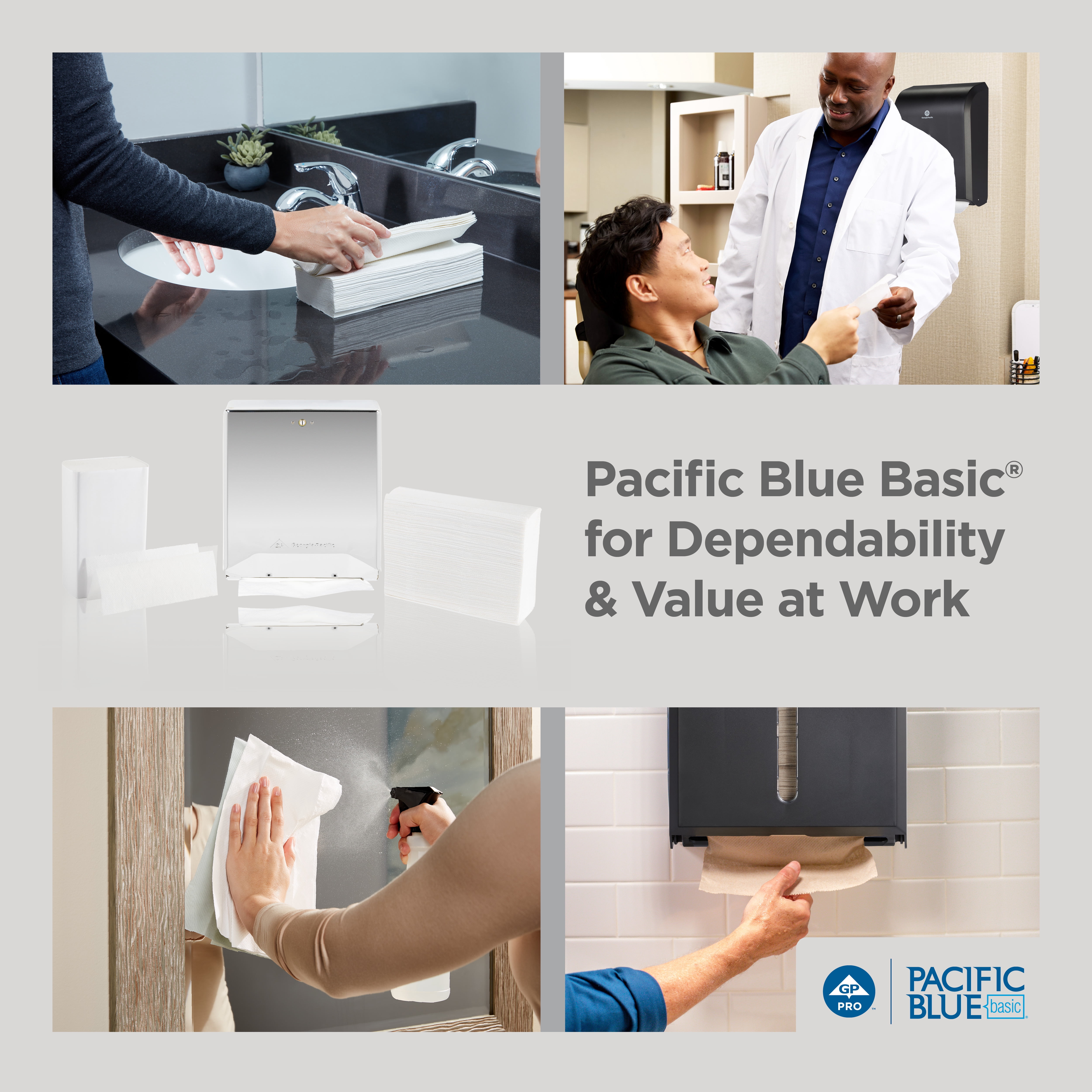 Pacific Blue Basic® C-Fold Paper Towels by GP PRO (Georgia-Pacific), White, 20603, 10.1” x 12.7” (LxW), 240 Towels Per Pack, 10 Packs Per Case