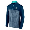 thumbnail image 2 of Men's Fanatics Deep Sea Blue Seattle Kraken Iconic Defender Quarter-Zip Jacket, 2 of 3
