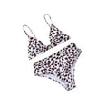 thumbnail image 4 of Rdhnmea Women 2 Piece Bikini Set Leopard Print Swimsuit Crocodile Stone Pattern Swimwear Deep V Neck Bathing Suit High Waist Bikinis Bathing Suit, 4 of 9