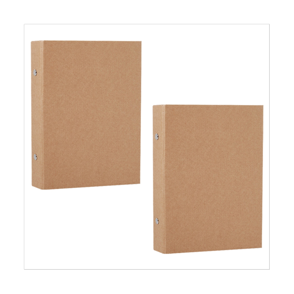 2Pcs A5 Refillable Ring Binder,A5 Kraft Paper Binder Tray with 2 Rings To Add Loose Sheets,A5 Kraft Paper Folders