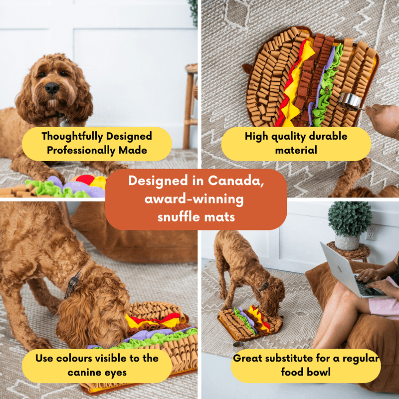 LUVMYFIDO Hamburger Enrichment Foraging Snuffle Mat for Dogs, Dog Puzzle Toy, Slow Feeder