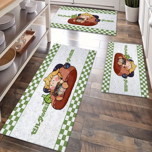 Kitchen Rugs Sets 3 Piece with Runner Floral Kitchen Floor Mat Carpet Farmhouse Rugs and Mats Non Skid Washable Runner Rug for Kitchen Office Sink Laundry