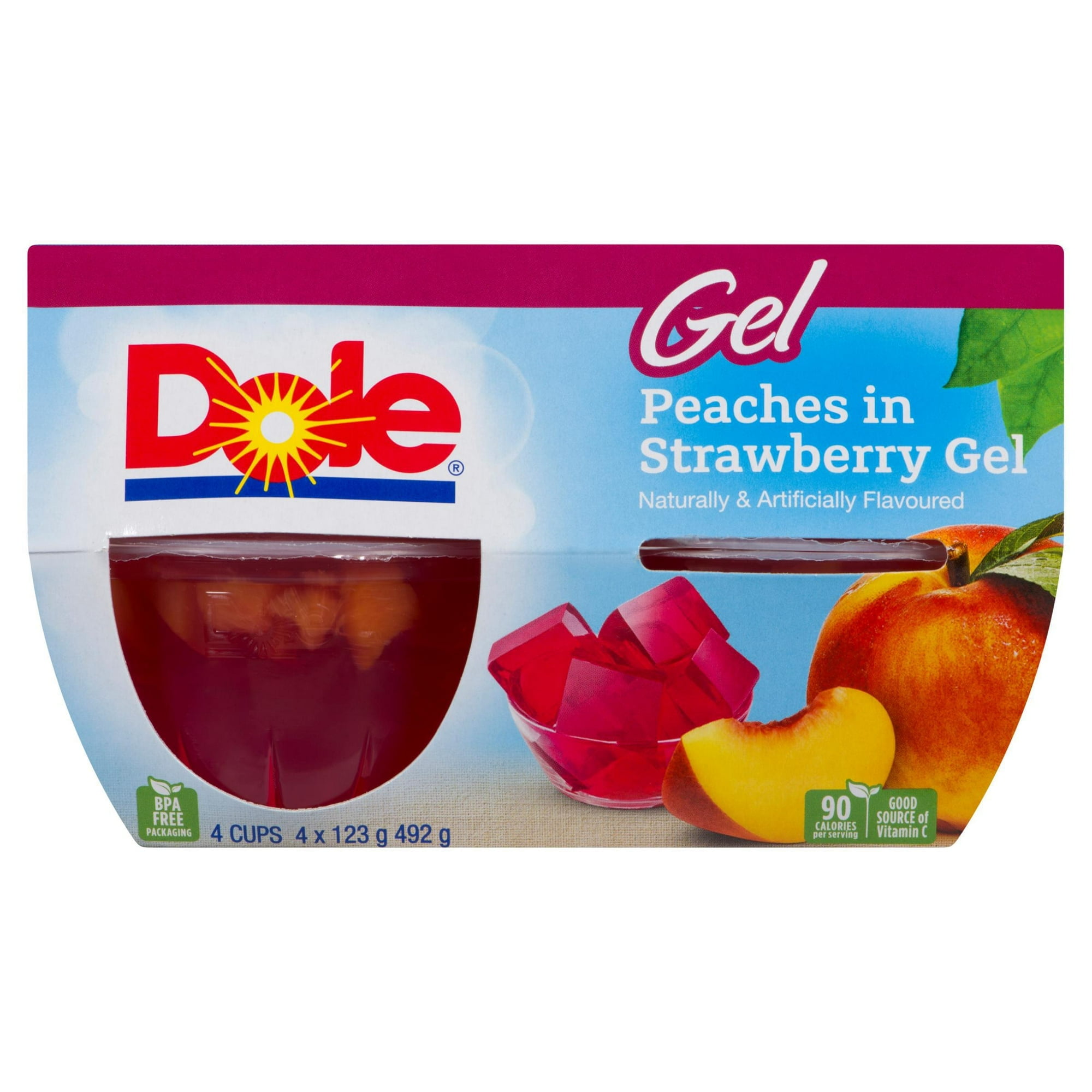 Dole Peaches in Strawberry Gel, 4 Cups, 492 g