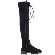 Honeeladyy Women's Over The Knee Thigh High Boots Lace up Flat Boot Long Riding Boots #R