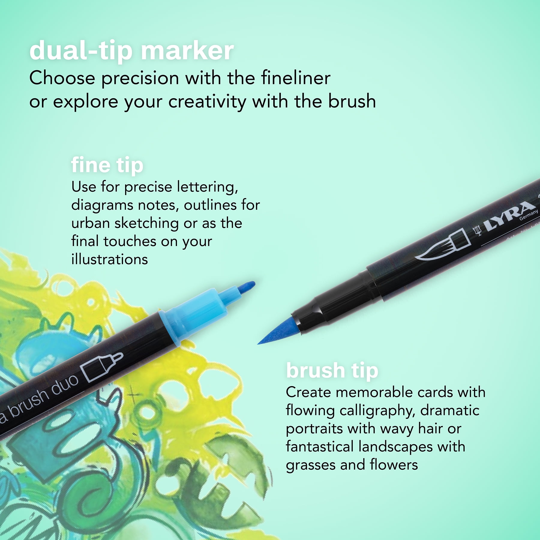 Pennarello Lyra Aqua Brush Duo – Colore Carminio Chiaro – Confezione Da 10 Unità – Doppia Punta Per Calligrafia E Disegno